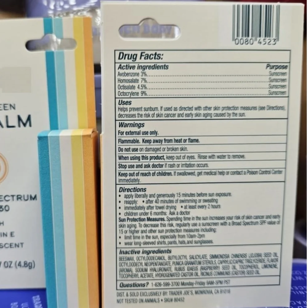 3/$20! 3 Pk Trader Joe's Sunscreen Lip Balm Citrus Scent SPF 30 NIB!